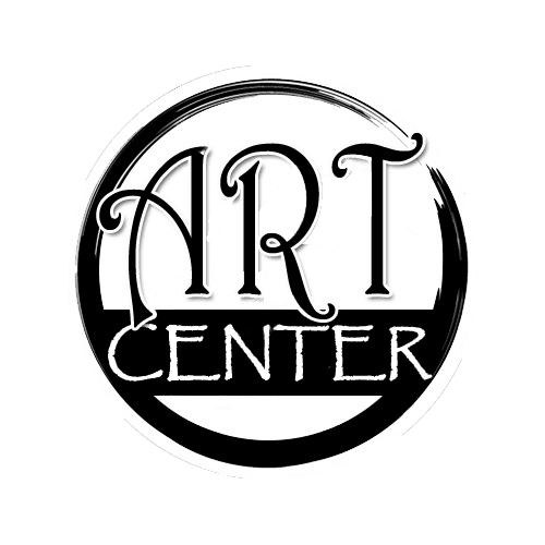 A black and white logo of the art center.